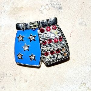 Rare find Patriotic Silver Red and blue 4th July, brooch, memorial day, labor